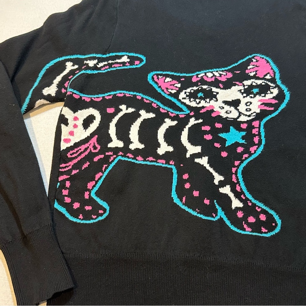 Too Fast Brand Skeleton Cat Cardigan Goth Punk Black Large - Picture 10 of 11